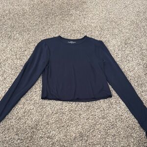 Abercrombie & Fitch Navy Long-Sleeve Ribbed Baby Tee